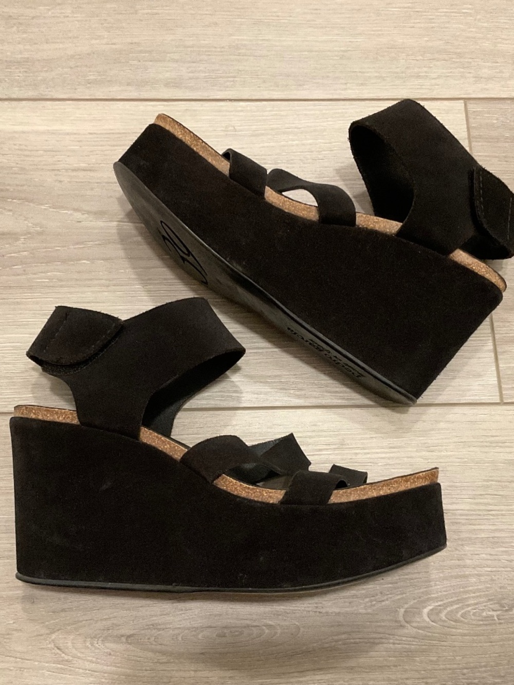 PEDRO GARCIA Wedge Platform Black Suede Sandals Size 9 EU 39 - Picture 2 of 12